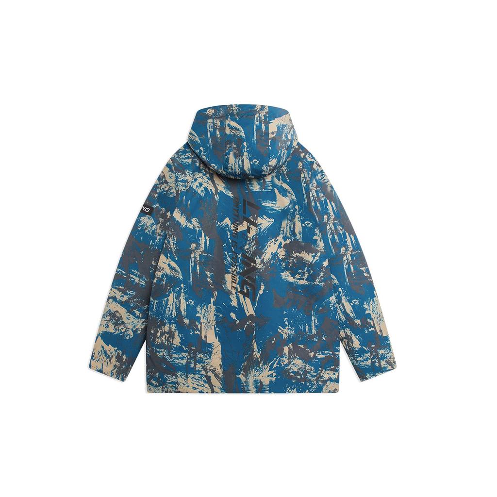 Li-Ning Камуфляжная рабочая куртка с несколькими карманами и съемным капюшоном, мужская верхняя одежда Jade-Stone AYMS311-4