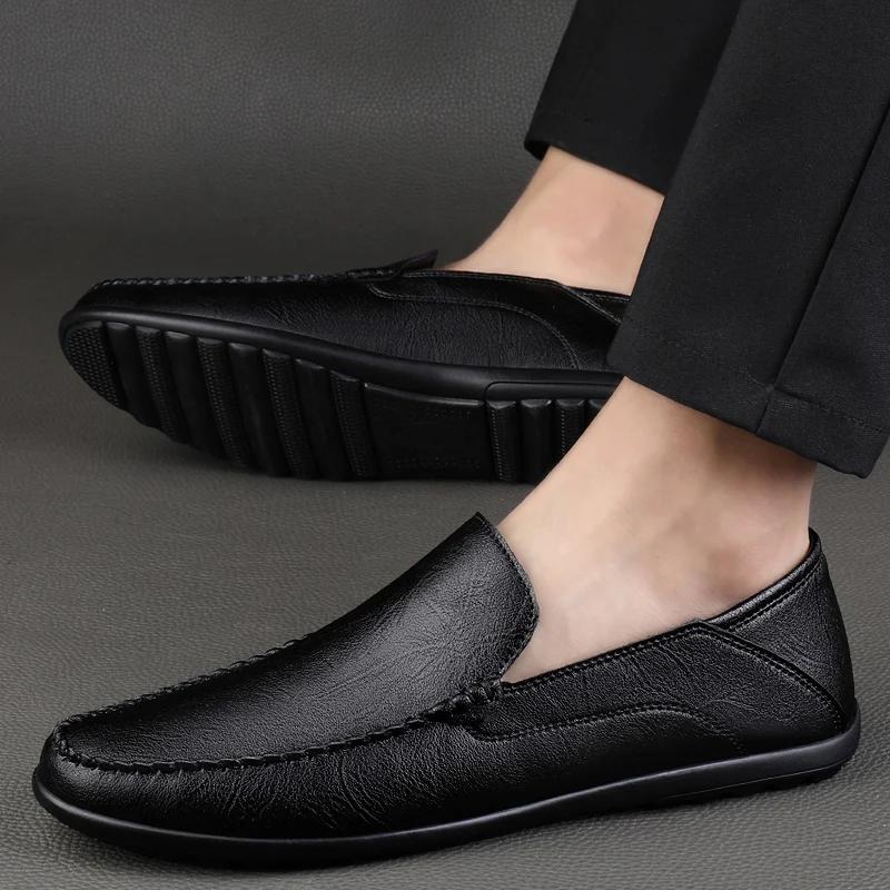 Fashion Men Shoes Genuine Leather Mens Loafers Spring Autumn Business Slip-On Wedding Formal Dress Male Shoes Men Driving Moccasins