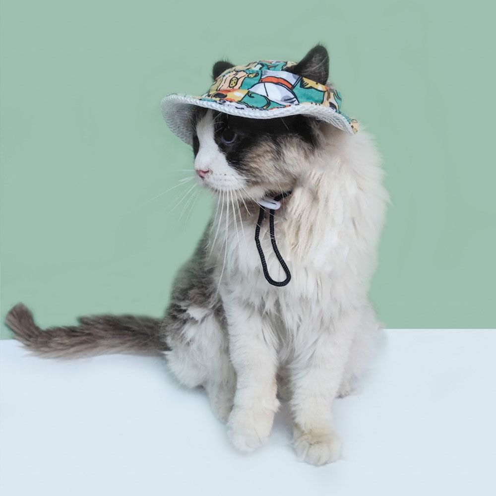 Кошка Собака Собака Солнцезащитные шляпы Дышащая шляпа рыбака для питомца Модная кошачья солнцезащитная шляпа