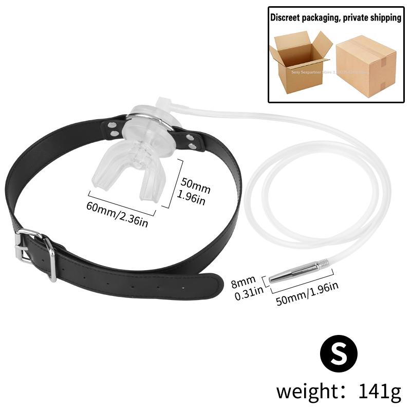 NEW Chastity Cage With Piss Urinal Flow Into Mouth Plug Gag Catheters Cock Cage Adult Games Slave BDSM Sex Toys For Men Women 18