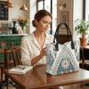  Bohemian Geometric Pattern Large Capacity Tote Casual Shoulder Bag for Daily Use
