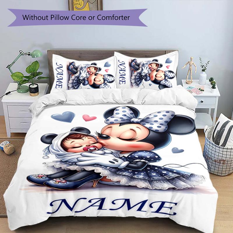 3pcs Minnie6 Cover Set - Personalized Name, HD Printed Bedding with 1 Cover and 2 Pillowcases - Perfect for Home Decor, Easy Care