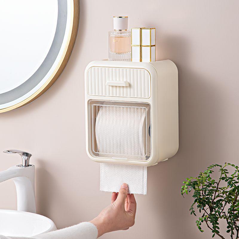 Household Tissue Box Wall Mounted Restroom Bathroom Tissue Storage Box No Punching Required