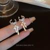 iF ME Silk Ribbon Bow Earring Elegant Left Right  Clip Earrings for Women Jewelry Accessories