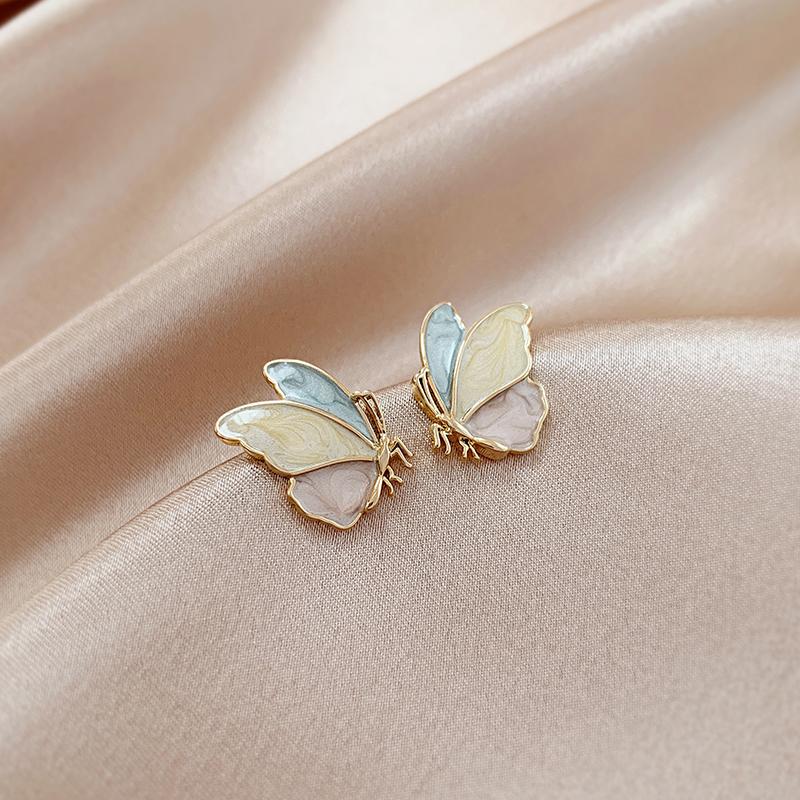 Серьги-капли с бабочками из серебра S925, простые, модные, сладкие, элегантные, для женщин