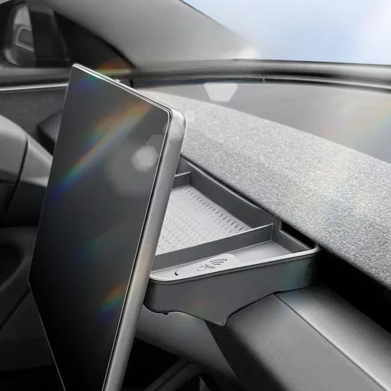 ETC Storage Box for Tesla Model 3 Highland Model Y 2025 Screen Rear Bracket Tissue Glasses Storage Organizer Tray Accessories
