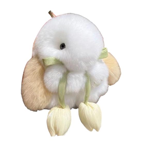 Плюшевый брелок-кролик мини пушистый кролик кольцо для ключей рюкзак школьная сумка подвесное украшение шарм для сумки