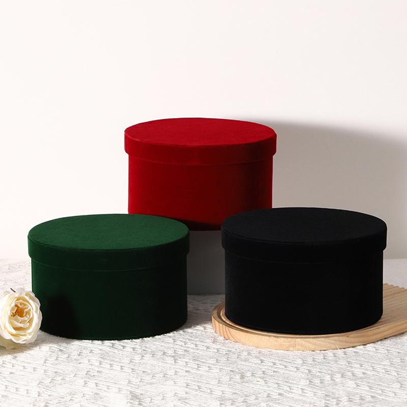 1 шт. круглая бархатная цветочная коробка для свадьбы, декоративная коробка, подарочная вечеринка, декоративная коробка, цветочный магазин, круглое ведро для объятий, многоцветное