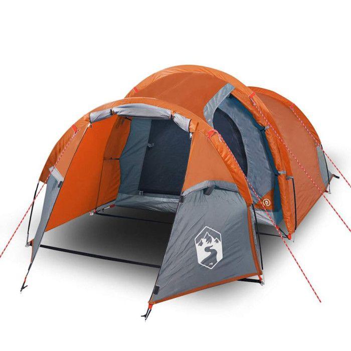 VidaXL Tente de Camping Tunnel 3 Personnes, Tente d'Ombrage avec Sac de Transport, Auvent de Camping, Abri de Jardin, Orange 94392