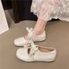 French Lace Shoelaces Single Shoes Women's Outer Wear 2025 Autumn New Flat Lace Bow Mary Jane Single Shoes