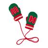 MIKI HOUSE Knitted Mittens with Solid for Boys and Size M Red X Green Drawstring, Logo, Color, Girls, Baby, Kids, Children's Clothing, 13-7601-145,