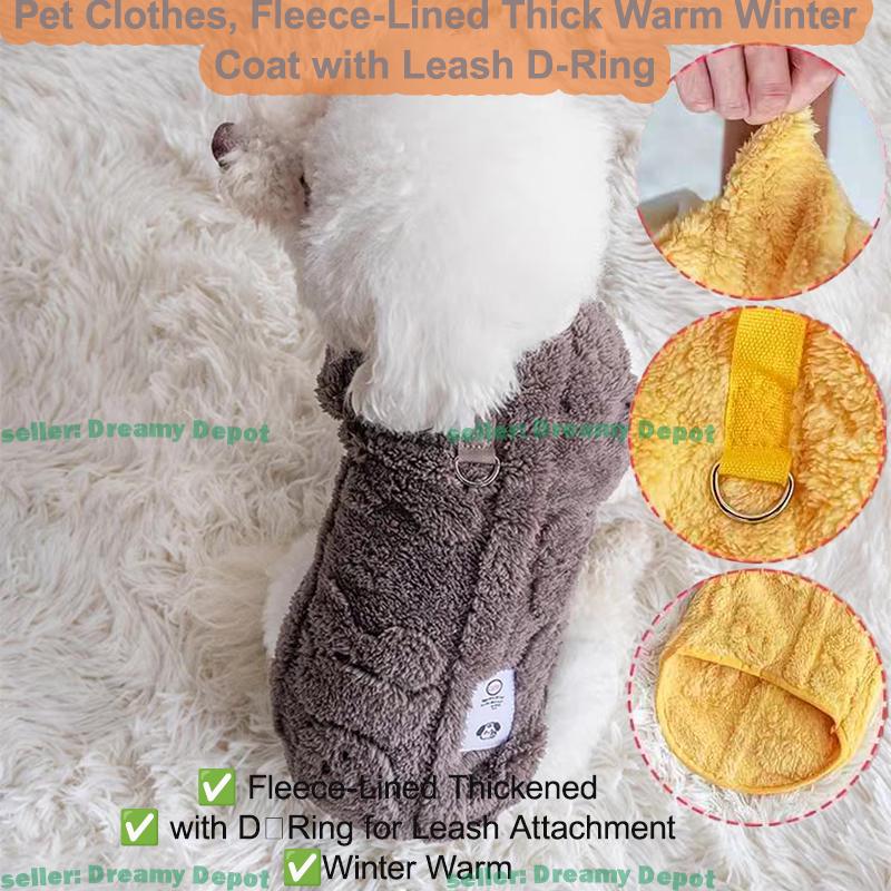 Thickened Fleece Dog Coat with Leash Hole for Teddy Bichon Winter Warm Pet Vest