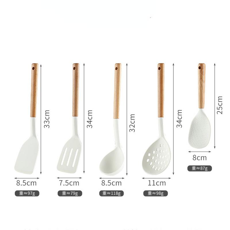 5pcs/set Food Grade Silicone Spatula High Temperature Resistant Soup Spoon Colander Kitchen Utensils Nonstick Pan Special