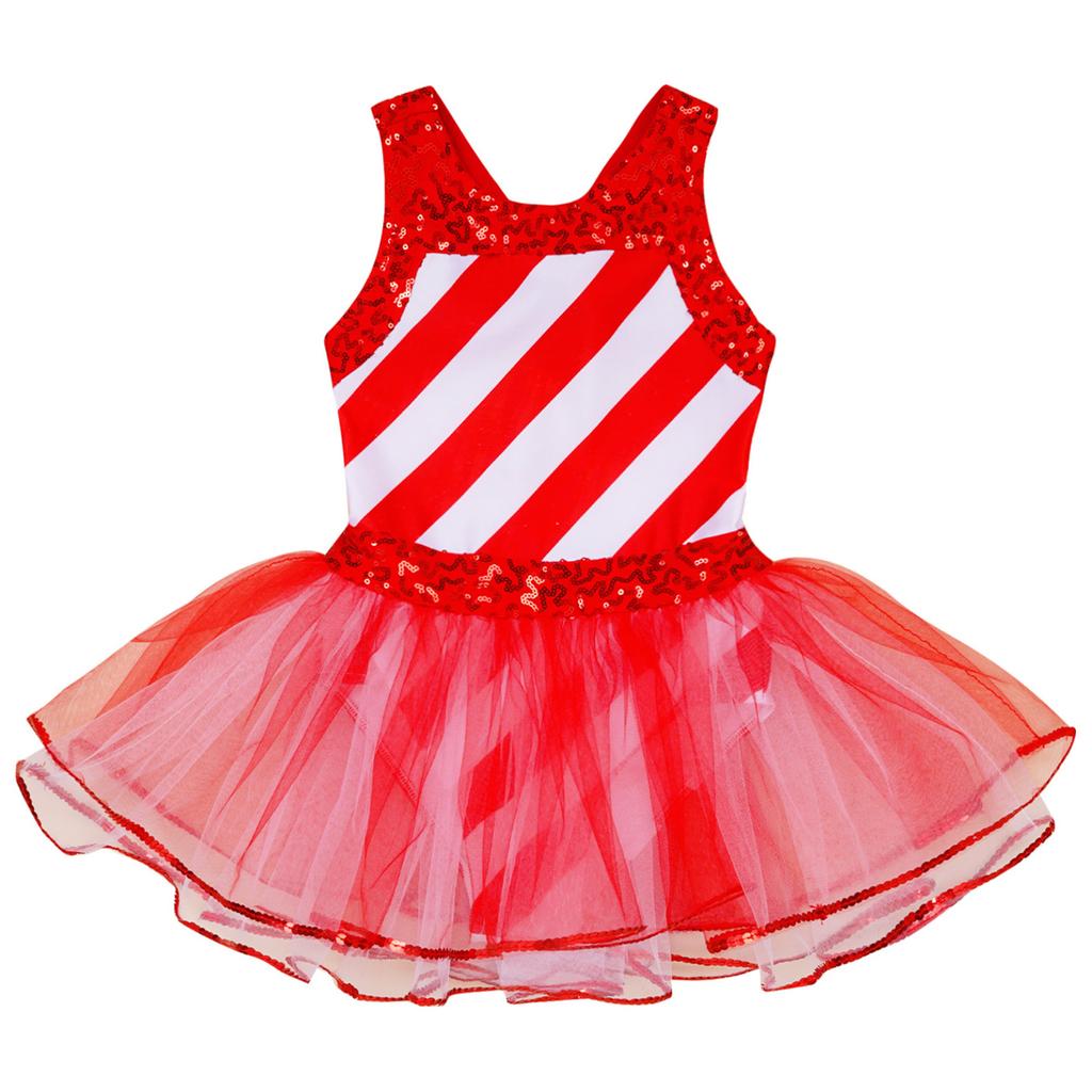 Рождественский костюм эльфа Санта-Клауса для девочек, детское блестящее полосатое танцевальное платье с бантом, многоярусная юбка-пачка, комбинезон для выступления