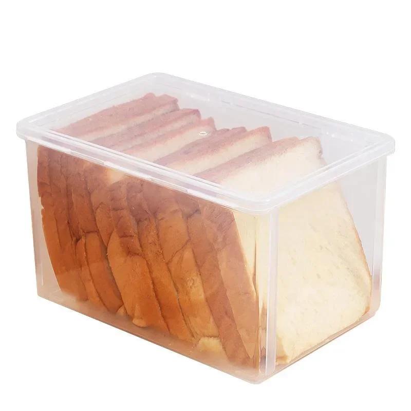 Plastic Bread Container Home Storage Box Kitchen Dispenser Baking Cake Containers Airtight Boxes Refrigerator Clear Organizer