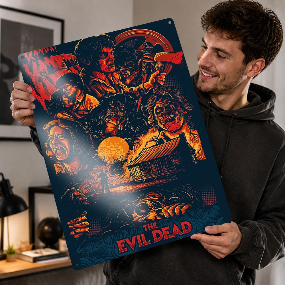 The Evil Dead Horror Movie D Texture Metal Poster Customized Wall Art Tin Sign Gift for Mancave Living Room Interior Decoration