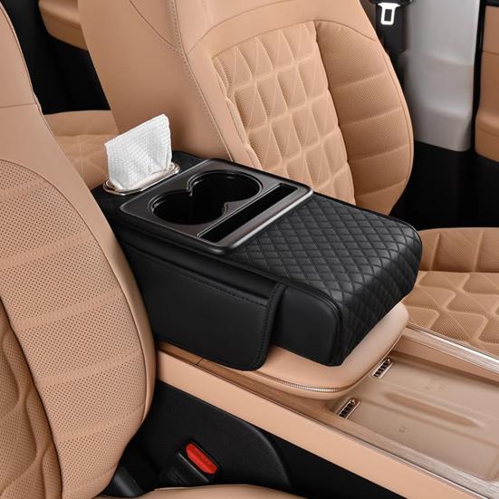 Универсальный чехол на подлокотник автомобиля, несколько отделений, простая установка, чехол на центральную консоль автомобиля с 2 подстаканниками