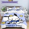 3pcs Sanrio Pochacco1 Design Cover Set - HD Printed Bedding with 1 Cover and 2 Pillowcases - Perfect for Home and Dorm Decor