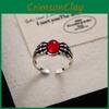 Vintage Inspired Gothic Skull Ruby Ring For Women Stylish Adjustable Copper Jewelry