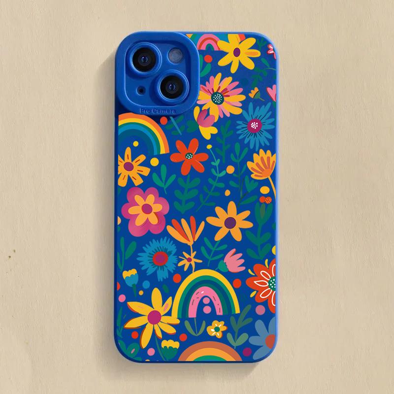 Colorful Flowers Rainbow Phone Case For iPhone 16 15 14 13 12 11 Pro Max 16E 7 8 Pus XR XS X SE2 Shockproof Silicone Soft Cover