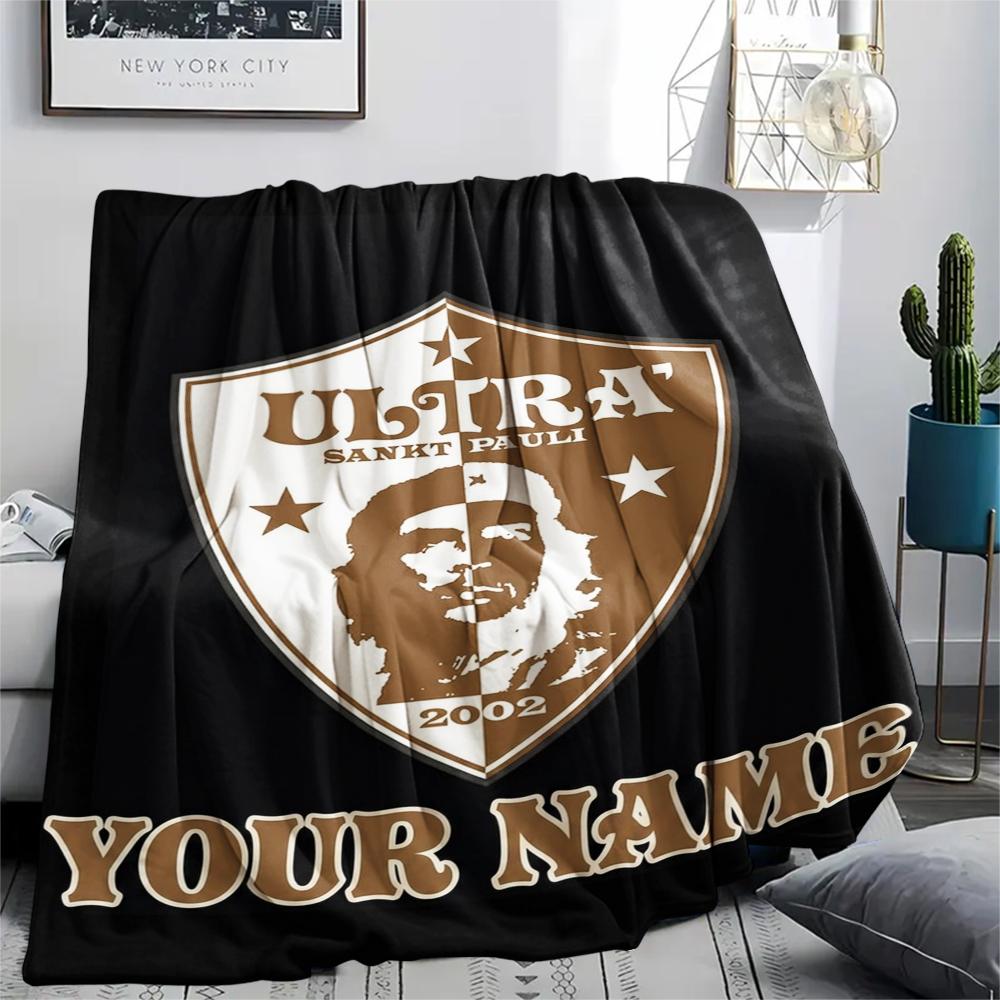 1PC Custom Name Ultra Sankt Pauli Patterned Flannel Blanket Suitable For All Seasons for Home Decor Warmth and Comfort Gifts Holiday Present_lx