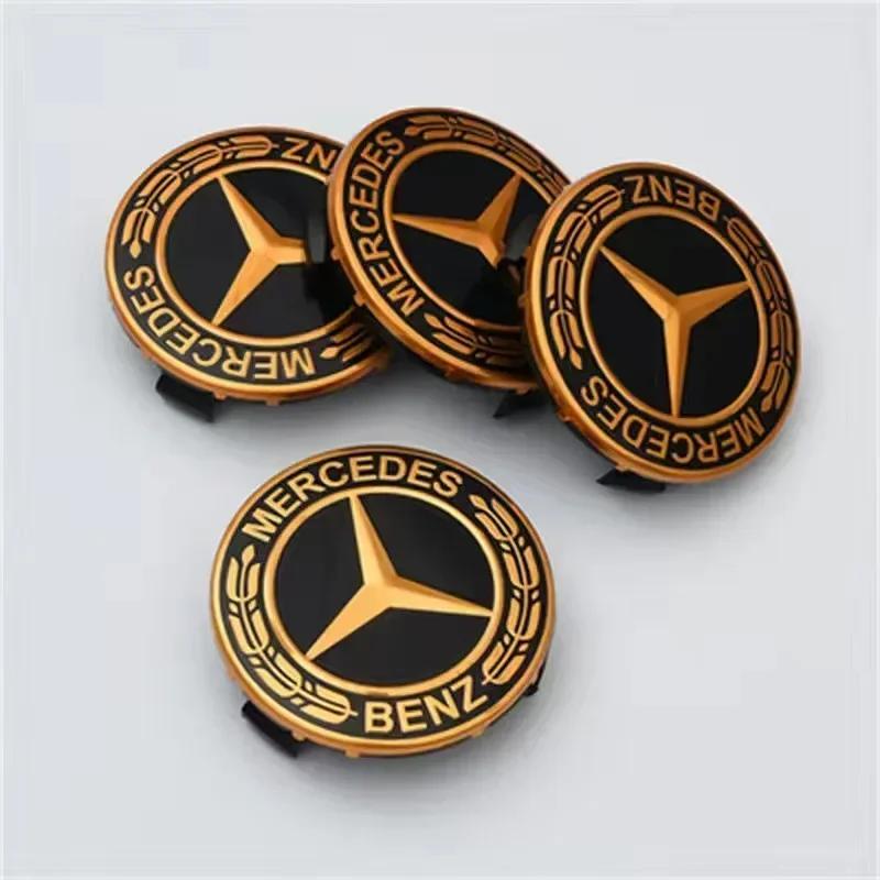FOW5 Hot 2026 New For Benz 4PCS 75mm Car Wheel Center Cap Hub Covers Badge Accessories For Mercedes benz AMG C E S GLE CLC Class W204