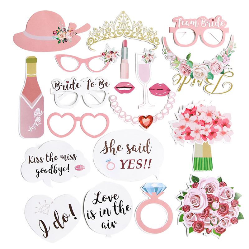 Wedding Decor Photo Booth Props Diy Mustache Lips Glasses Team Bride Groom Mr Mrs Bridal Shower Decor Hen Party Supplies