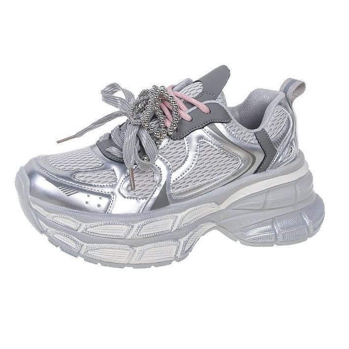 Кожаные кроссовки на платформе для детей, модели весна-лето 2025, сетчатые дышащие туфли, женские туфли на мягкой подошве, повседневная спортивная обувь