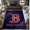 Boston Red Sox Crystal Velvet Rug, Custom Name Text Personalized Non‑Slip Floor Mat for Home Decor Gift