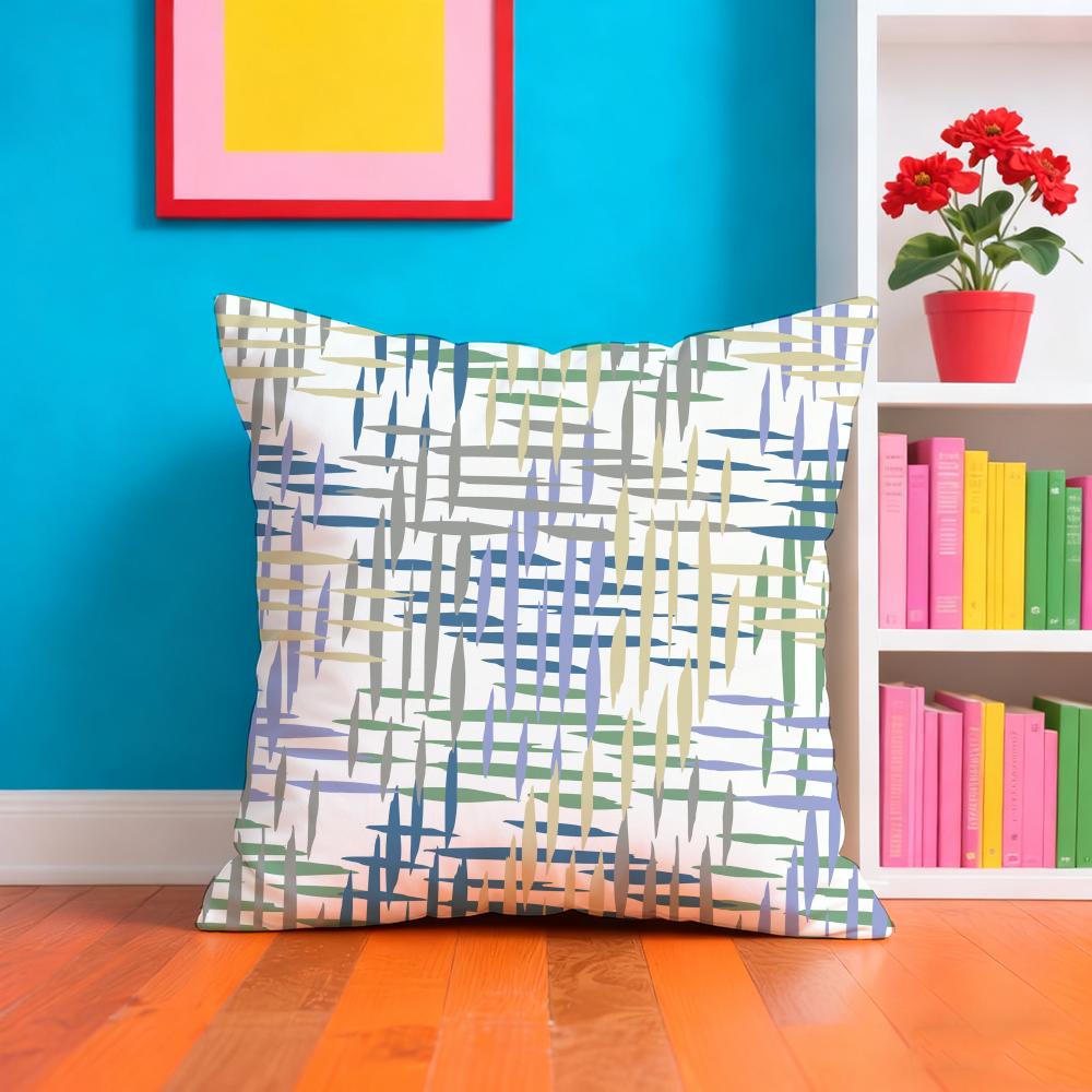 Colorful Patchwork Pattern Pillow Case Pillow Case Plush Fabric Soft Double Sided Print Home Sofa High Quality Cushion