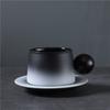 Light Luxury Ceramic Coffee Cup, Round Ball Wooden Handle Cup, Creative Coffee Cup And Saucer Set, Latte Water Cup.