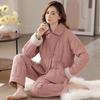Пижама из кораллового флиса с подкладкой, женская, осенне-зимняя, трехслойная, утолщенная, флисовая, теплая, фланелевая домашняя одежда