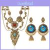 Style Ethnic Simulation Gemstone Decoration Women Necklace And Earring Set