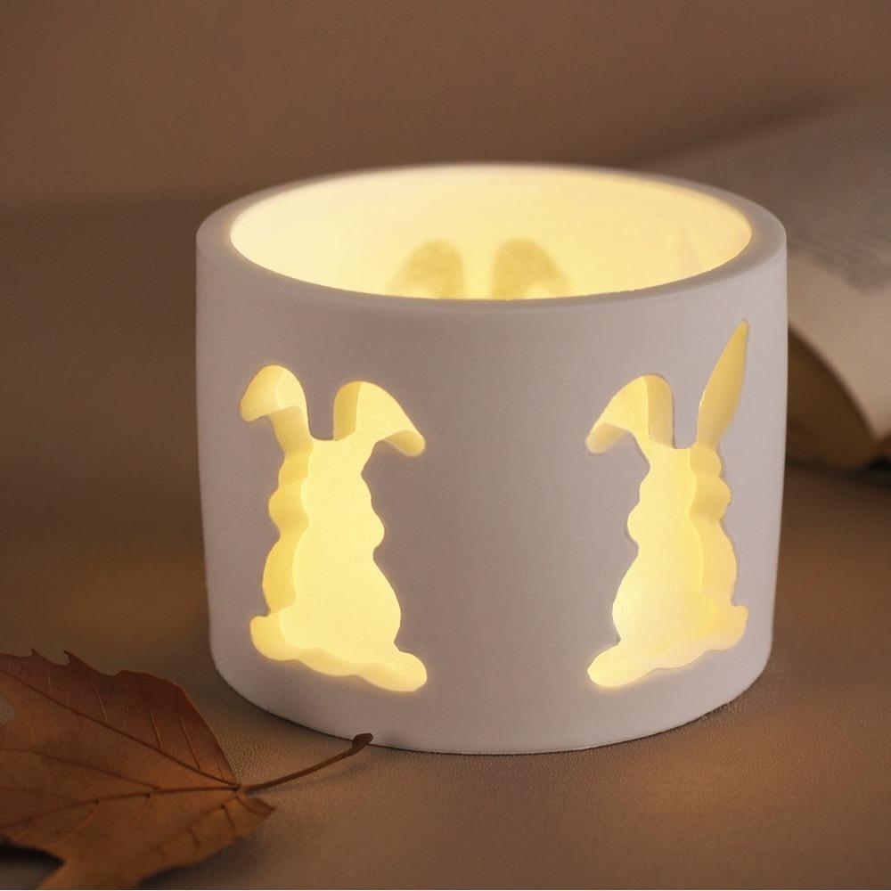 Easter Rabbit Hollow Candlestick Mold Silicone Resin Casting Molds DIY Candle Holder  Home Decor