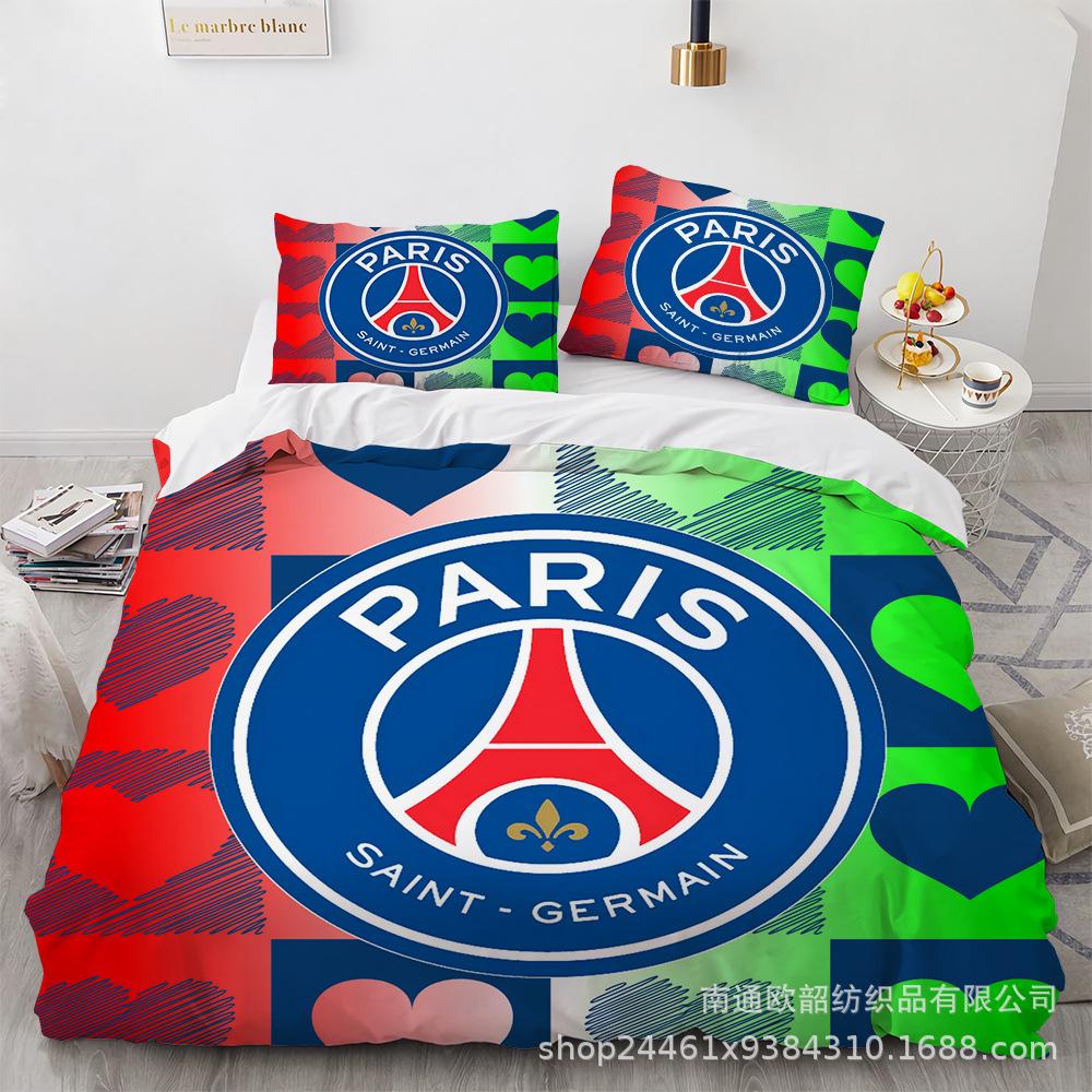 Size 3D Printed Football Club Standard Bedding Three-Piece Quilt Cover Pillowcase