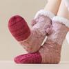 Knitted Thick Thermal Socks Patchwork Fleece Socks Women Fashion Plush Floor Socks  Winter
