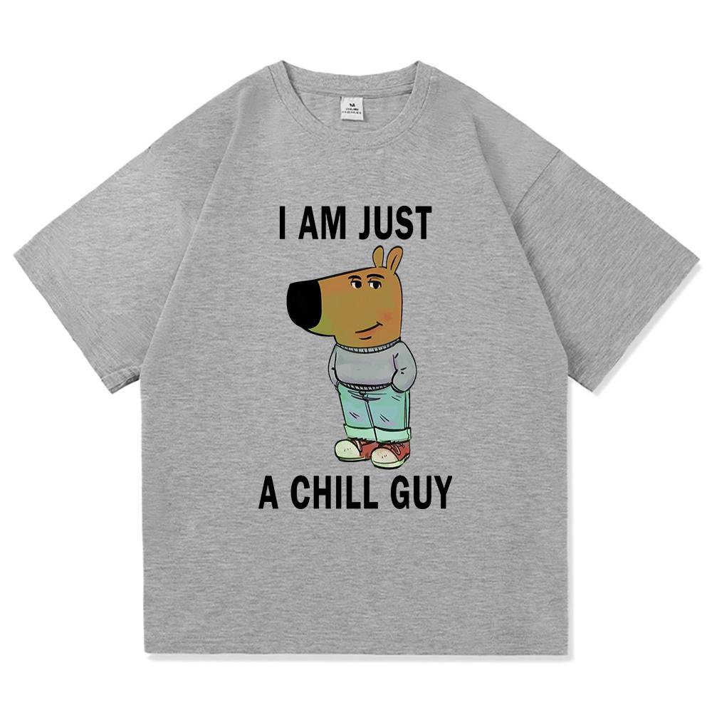 Я просто расслабленный парень Футболки Летняя мода Мужская/Женская Эстетичная Смешная Милая Футболка Высокое качество Мультяшная Винтажная Хлопковая Футболка