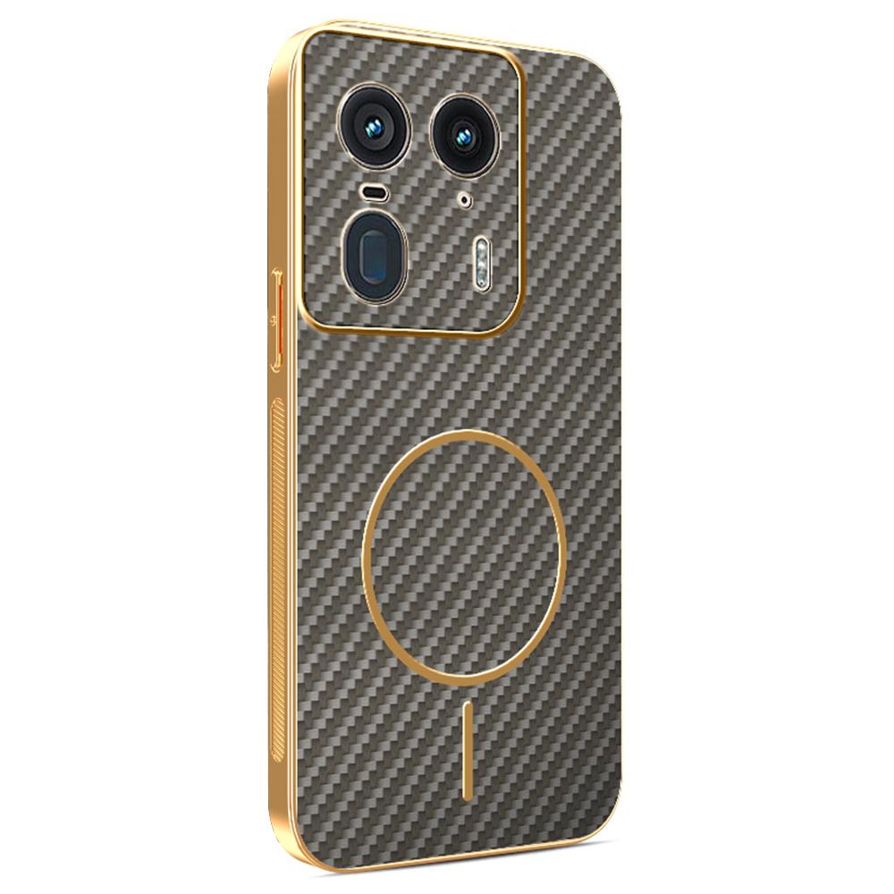For Motorola Edge 50 Ultra 5G Phone Case Carbon Fiber Textured Electroplated TPU Back Cover
