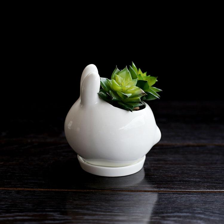 European Ceramic Flower Pot Creative Flower Device, Kitten Shape Mini Pastoral Art Mini Small Succulent Flower Pot