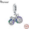 BAMOER 925 Sterling Silver Crystal Bike Bicycle Shape Pendant Charms Fit Bracelets & Necklace