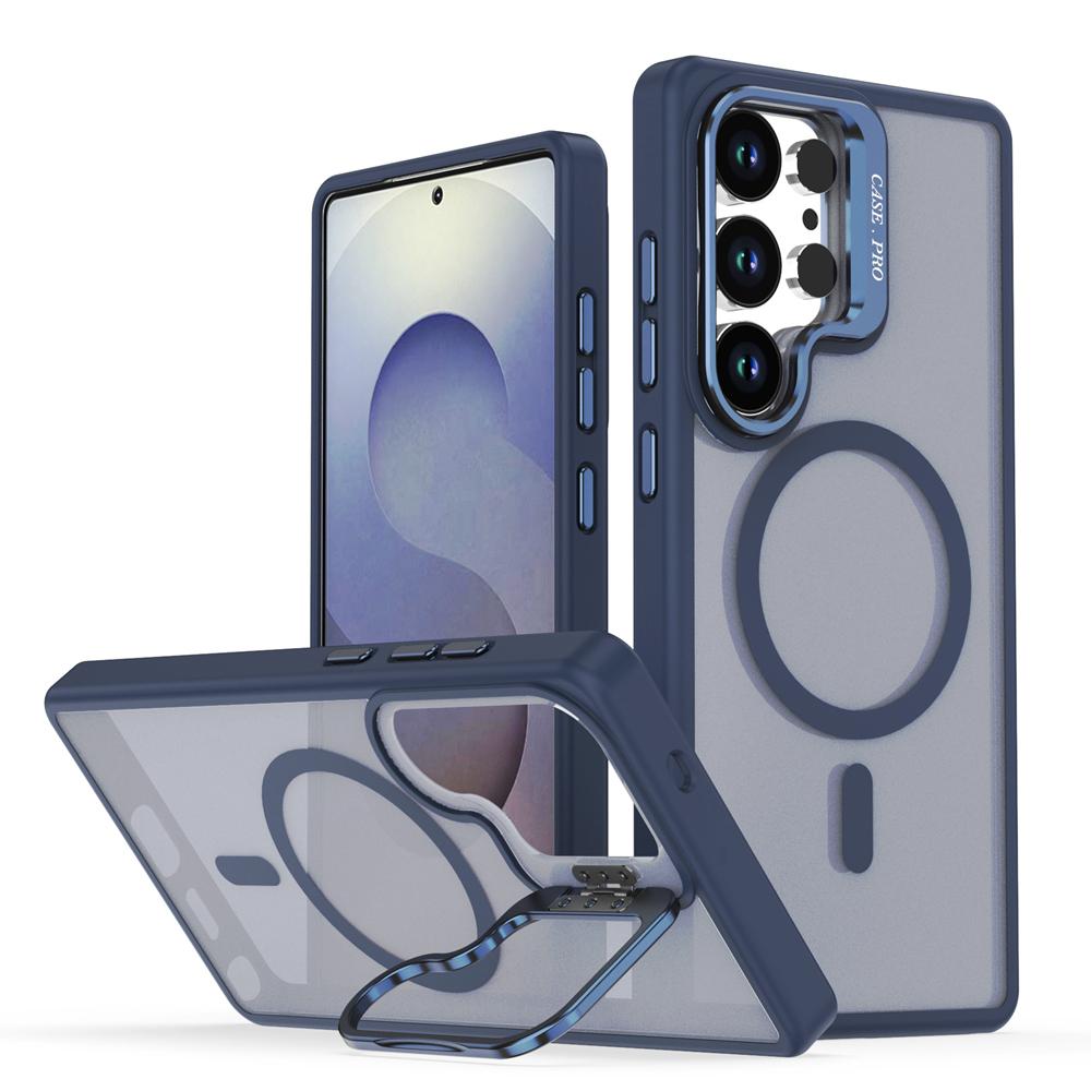 KEYSION Lens Stand Magnetic Phone Case for Samsung S23 S24 Ultra S24+ S23 FE Matte Translucent Shockproof Back Cover