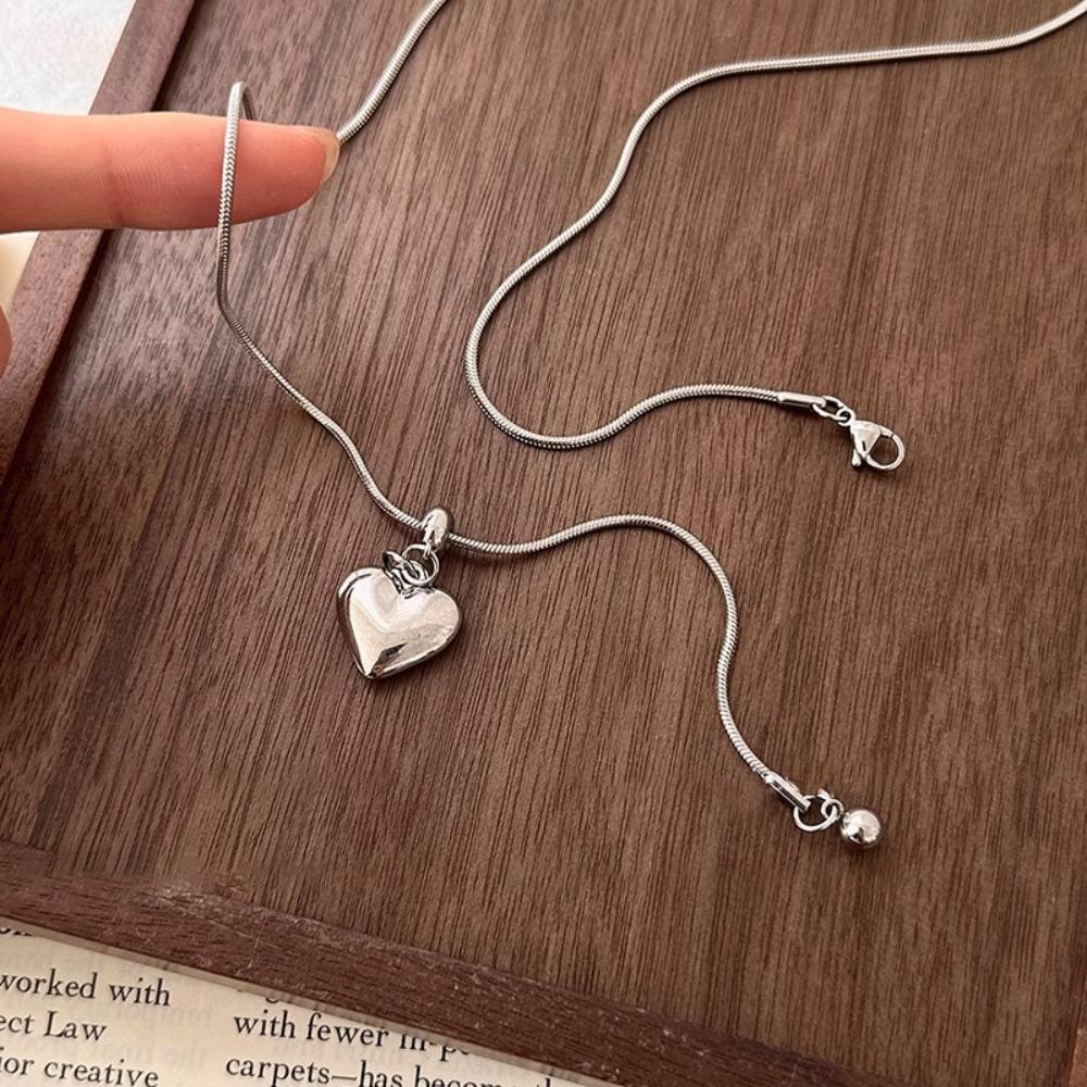 Long Love Heart Pendant Necklace Adjustable Sweater Chains Fashion Clavicle Chain Women
