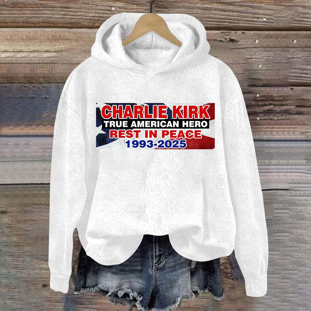 Ladies Fashion Casual Long Sleeve Printed Round Neck Hoodie Pullover Top