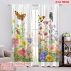 2pcs,2D Plane Printing Curtain Popular Blooming Harmony Durable 100% Polyester Fabric (without Rod) Gifts Use for Bedroom Living