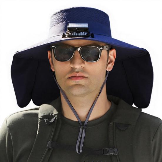 Шляпа с вентилятором, широкополая шаль, шляпа для рыбалки с двухрежимным вентилятором, 3 регулируемых скорости, защита от УФ-лучей, уличная шляпа