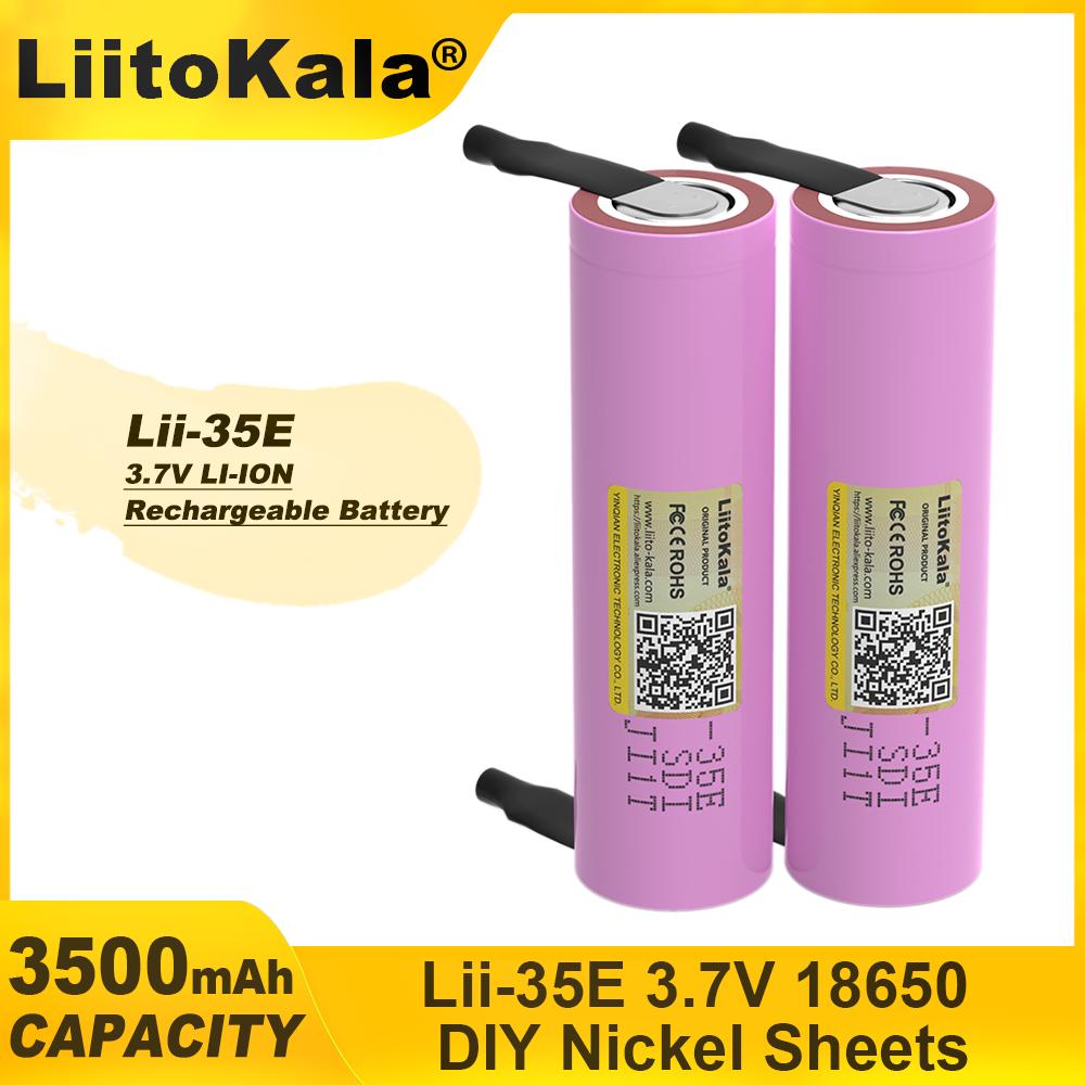 LiitoKala Новый оригинальный INR18650 35E 3.7V 3500mAh 20A разрядный INR18650 35E литий-ионный аккумулятор 3.7V перезаряжаемый аккумулятор с сетевой картой