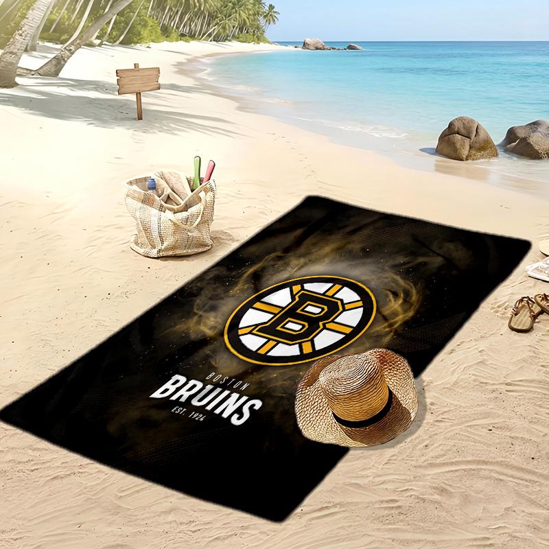 Пляжное полотенце с принтом Boston Bruins Мягкое Портативное Быстросохнущее?Сухое полотенце для бассейна, летнего отпуска, активного отдыха на природе