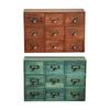 Desktop Storage Cabinet with 9 Drawers Retro Look Wooden with Metal Pulls Medicine Cabinet for Organization Home Bedroom Counter