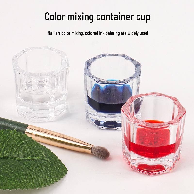 Восьмиугольный инструмент для нейл-арта: Смесительная чашка для очистителя кистей и кристаллической жидкости с крышкой