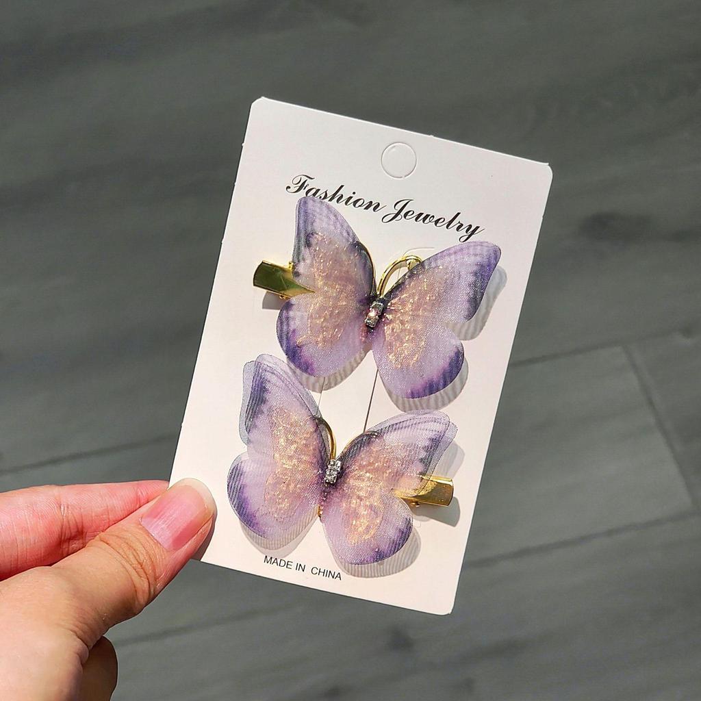 Градиентная заколка-бабочка для детей - симпатичная заколка-уточка из сетки и сплава, идеально подходит для стилей ханьфу и феи